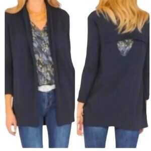CABI Victoria Open Front Cardigan with Keyhole Back Navy Sz M #3360